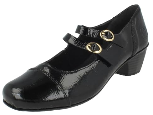Rieker Ladies Casual Mary Jane Buckle Fastening Block Heel Shoes 41758