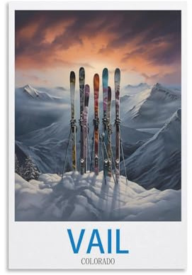 EZMLFA Rahmenloses Malen-nach-Zahlen-Set zum Selbermachen, Vail Colorado Ski, Malen nach Zahlen für Kinder, Erwachsene und Anfänger, DIY-Leinwandmalerei-Geschenk-Set, 20 x 30 cm