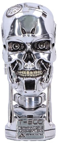 Nemesis Now Terminator 2 Judgment Day T‑800 Light Up Figurine | Officially Licensed LED Glowing Eyes Skull Bust Replica Statue 21 cm
