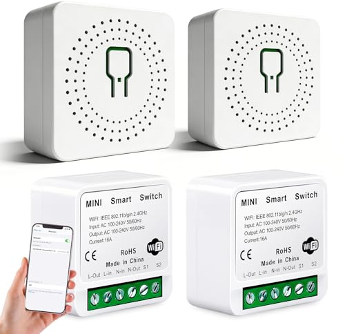 4 moduli di interruttori della luce intelligenti a 1 via: interruttore wireless Smart Switch, mini interruttore WiFi fai da te, app e controllo vocale, controllo a pulsanti, interruttore della luce