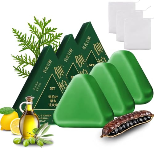LOPHE Natural Shampoo Bar with Usmani & Herbal Extract for Hair Strength, Solid Plant-Based Vegan Shampoo Bar for Healthy Scalp Care for Women and Men, 3-Pack