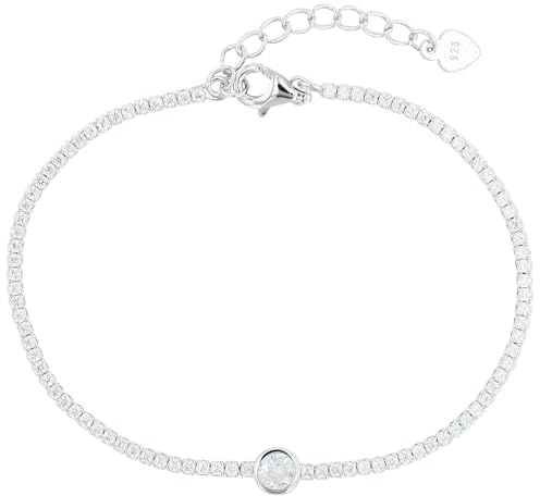 Akzent Armband Damen - Premium Armband Damen in Schwarz aus 925/- Silber, rhodiniert, 100% Wasserfest & Hautverträglich