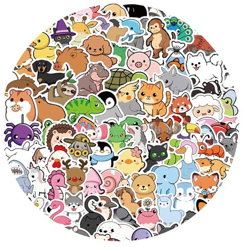 200 Pcs Cute Animal Stickers, Waterproof Vinyl Decals, Aesthetic Sticker Pack for Water Bottles, Laptop, Scrapbooking, Skateboard, Phone Case, Luggage, Fun DIY Crafts