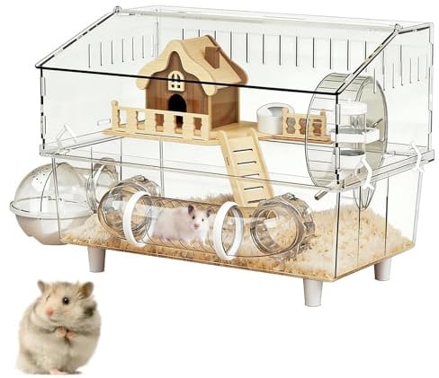 Hamsterkäfig | 2-stöckiges Acryl-Nagerheim mit klaren Wänden - Hamster-Gehege,für Garten, Terrasse, Zuhause, Beobachtung