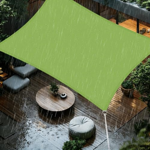Sonnensegel 4x6m Rechteckig Wasserdicht Segeltuch Sonnenschutz Windschutz PES Polyester 98% UV-Schutz für Balkon Terrasse Garten Schwimmbad, Grün
