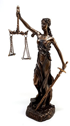 Themis Statue Griechische Göttin Lady der Gerechtigkeit Justitia Skulptur Figur Bronze Finish 20 cm