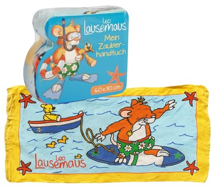 Leo Lausemaus - Mein Zauberhandtuch: 60 x 30 cm | Magisches Baumwolle Zaubertuch als Geschenkidee, Kindergeburtstag, Geschenk, Reisen