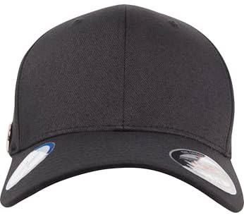 Flexfit Golfer Magnetic Button Cap mit magnetischem Golfball Markierer an der Kappe, bequeme und praktische Golf Cap - Farbe black, Größe S/M
