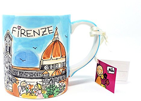 Sunature Taza de cerámica, pintada a mano, florentina, 9 cm de diámetro, 7,5 cm