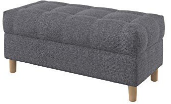 Furninero - Raffinierte gepolsterter Sitzbank Sitzhocker Sitzruhe Betthocker Ottomane, mit Stauraum, Gerundete Beine, 100 cm breit, Naturel Grey Stoff (Licht zu reinigende), Grau