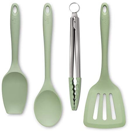 Zeal JSET40G Non-Stick Silicone Cooking Tongs, Sage Green