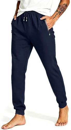Tansozer Jogginghose Herren Baumwolle Sporthose Herren Lang mit Reissverschluss Taschen