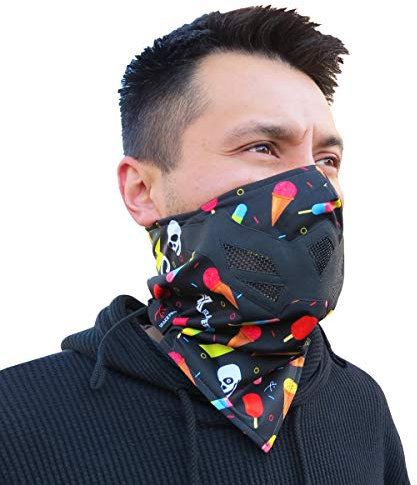 Grace Folly Half Face Mask for Cold Winter Weather. Use this Half Balaclava for Snowboarding, Ski, Motorcycle. (Many Colors) (Electric- Black)