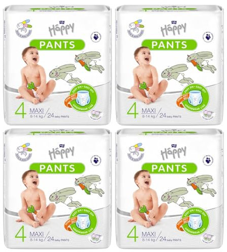 Bella Baby Happy Windel Pants Gr.4 Maxi, 4er Pack (4 X 24 Stück): Höschenwindeln Für Kinder 8-14 Kg, Ideal Beim Töpfchentraining…