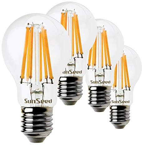 SUNSEED 4x Glühfaden LED classic Lampe E27 12W ersetzt 99W Warmweiß 2700K