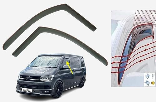 Windabweiser im Kanal, kompatibel mit Volkswagen T5 & T6 VW Transporter / Caravan / Multivan 2003 bis 2020 Modelle, Acrylglas, PMMA-Seitenvisiere, 2 Stück