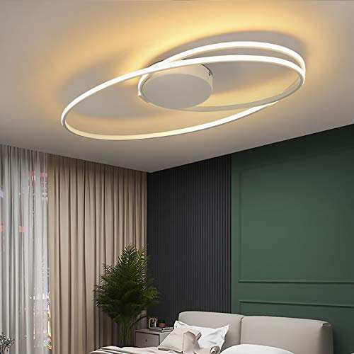 ZMH LED Deckenleuchte Wohnzimmer Modern Deckenlampe Weiß in Ring-Design 36W 3000K Warmweiß Innen Deckenbeleuchtung Weiß für Schlafzimmer Küche Esszimmer Büro Flur Balkon