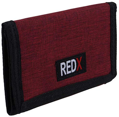 RED X Hommes Garçons Trois Plis Sports Carte Porte-Monnaie Toile - Bordeaux, Please See Dimensions