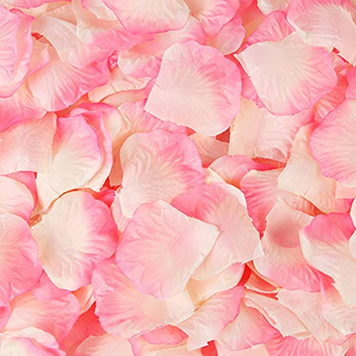 Rosenblätter, Seidenstoff, künstliche Rosenblätter, Hochzeit, Valentinstag, Dekoration, Rosa, Weiß, 500 Stück