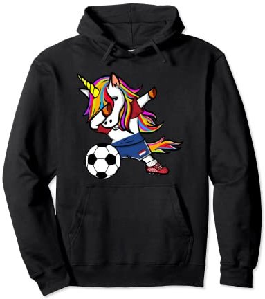 Dabbing Unicorn Netherlands Football - Dutch Flag Soccer Pullover Hoodie