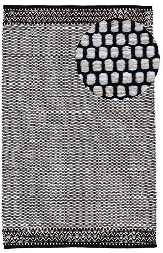 carpetfine Baumwollteppich Kelim Mia Beige 120x170 cm | Moderner Teppich für Wohn- und Schlafzimmer