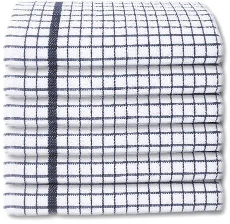A & B TRADERS 100% Cotton Terry Towelling Tea Towels | Pack of 6 | Kitchen Hand Towels Dish Cloth Super Absorbent Soft Touch (Black)