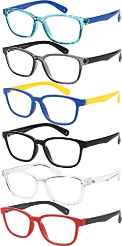 Yogo Vision Lunettes anti-lumière bleue pour enfants, protection UV, pour filles et garçons, anti-fatigue oculaire (lot de 6)