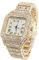 Halukakah Diamant Golduhr, Herren 18K Echt Vergoldet 40MM Breite Quadrat Wählen Quarz Armband 24cm, mit Geschenkbox