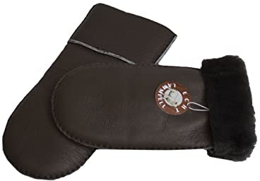 Reissner Lammfelle warme Merino Lammfell Fäustlinge Faust Handschuhe mit nappiertem Leder für Damen und Herren HDS-FAUST2-NAP-BRA-XL mocca braun XL (Handumfang 24cm)