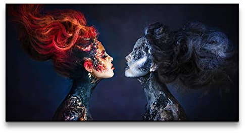 Paul Sinus Leinwandbild 120x60cm Zwei Frauen Schminke Glitzer Kunstvoll Fotokunst