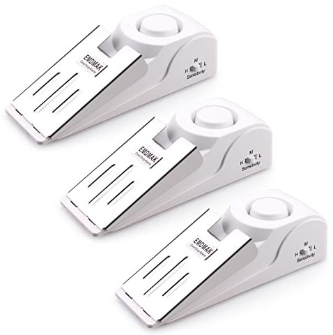 EMDMAK Door Stop Alarm with 120DB Siren Door Stop for Home & Travel (White) (Pack of 3)