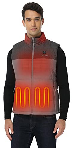 ORORO Men's Heated Gilet with Power Bank, Heated Vest Men Up to 10 Hours of Warmth (Charger Not Included) (Flecking Grey,XL)