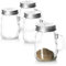 COM-FOUR® Set agitatore per spezie da 4 pezzi - agitatore per sale e pepe in vetro con coperchio e manico in metallo - dispenser per spezie a forma di boccale di birra (4 parti - vetro trasparente)