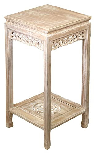 Oriental Galerie Nachttisch Nachtkommode Nachtschrank Blumenhocker Beistelltisch Holz Hocker Barock Modell Raya Whitewash 80 cm