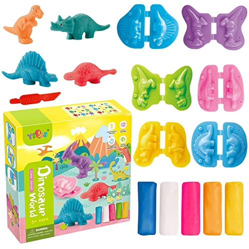 JOKILY 12 Stück Knete Zubehör Knetwerkzeug, Intelligente Knete Set mit 6 Dinosaurier Modelliermasse Lufttrocknend, DIY Knetwerkzeug Dinosaurier Plastilin Werkzeuge, Kinder Kunsthandwerk Geschenk (A)
