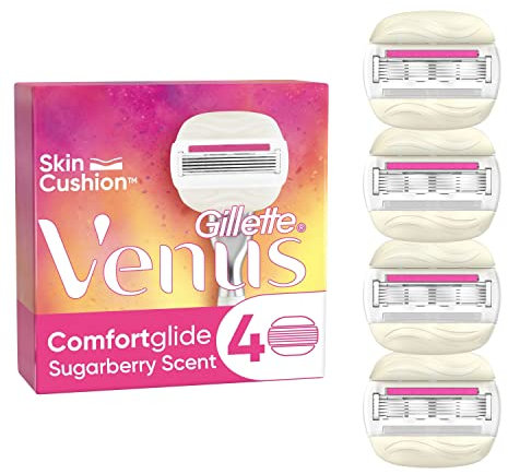 Gillette Venus Comfortglide Festival Rasierklingen Damen, 4 Ersatzklingen für Damenrasierer mit 5-fach Klinge, die für eine gründliche Rasur und vollkommen glatte Haut sorgen