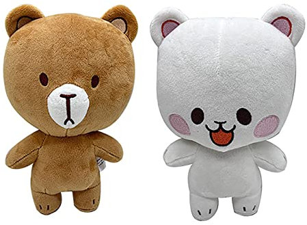 RINAS Milk and Mocha Plush,Milk and Mocha Plush Bear Toy,Soft Stuffed Milk Bear and Mocha Bear Plushies Dolls,Cartoon Animal Anime Bear Figure Pillow Collectible Gifts for Kids Fans Birthday (A+B)