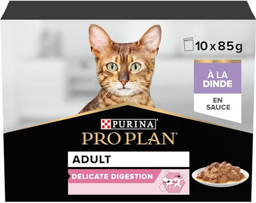 PRO PLAN Delicate Digestion Truthahn Adult Nassfutter für Katzen, 10 x 85 g