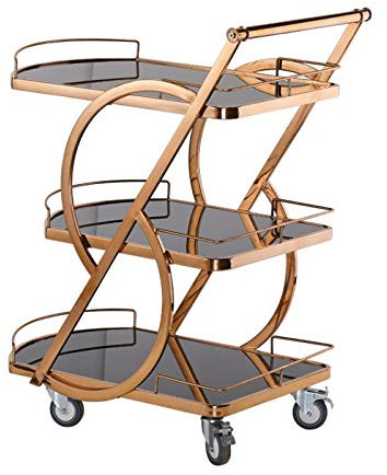 Barwagen Barwagen für zu Hause, mobiler Weinwagen auf Rädern, Weinregaltisch mit Glashalter, Servierwagen für die Küche (Roségold 70 x 45 x 88 cm) (Roségold 70 x 45 x 88 cm) (Roségold 70 x 45 x 88 cm