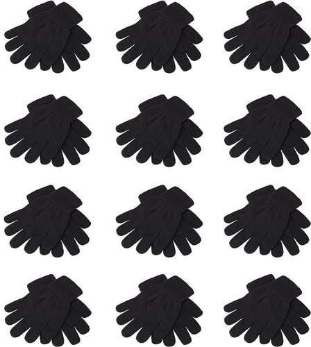 GM Apparel 12 Pairs – Thermal Gloves for Mens, Women’s Unisex Magic Stretch Gloves Mittens – Ideal Winter Spring Wear – Winter Warm – Indoor And Outdoor – One Size – Black