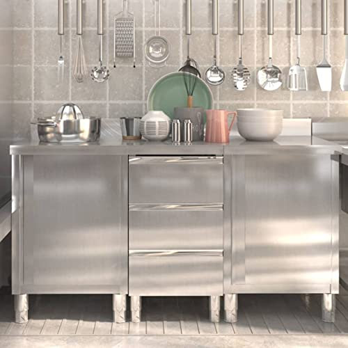 CIADAZ Armarios de Cocina Comercial 3 Unidades, Muebles Cocina, Alacena Cocina, Mesa De Trabajo, Mueble Bajo, Acero Inoxidable