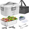 Primizia Gamelle Chauffante 1.8L(75W/12V/24V/220V), Boite Isotherme Repas Chaud Portable, Lunch Box Chauffante Électrique puro Bureau et Voiture,Blanc