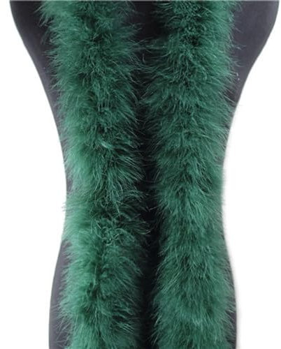 2m Federboa Truthahnfedern Boa,Flauschige Plüsch-Feder Boa Federstola Federschal Federgirlande für Weihnachtsbaum Hochzeit Basteln Burlesque Karneval Party 20er Jahre Kostüm Deko,ca. 40g Dunkelgrün