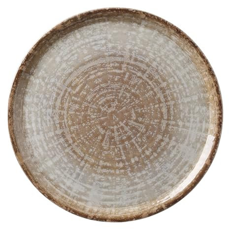 HENDI Pizzateller, Porzellan, Muster: Natursteintöne, Geschirrspüler und Mikrowellen geeignet, ⌀310mm, braun/grau