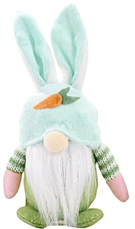 NCQiFei Ostern Deko Wichtel Handgemachte, Plüsch Osterhasen Zwerg, Frühlingdeko Handgemachte Osterpuppe Geschenke Osternschmuck, Hase Deko Tischdekoration, Decorations Innen Draußen (4-b)