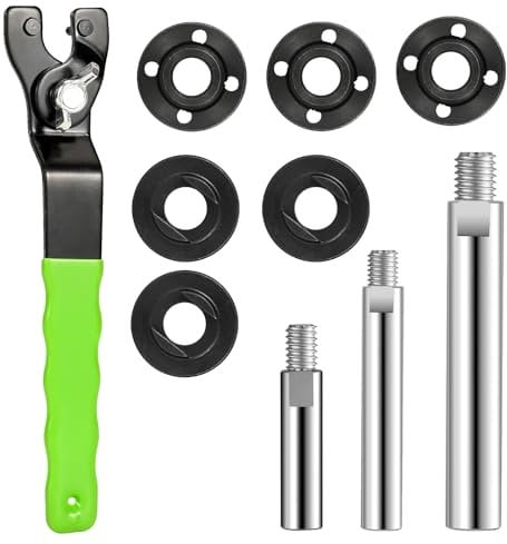 5/8-11 Angle Grinder Extension Shaft Connecting Rod 3PCS with 1PC Universal Adjustable Spanner and 3 Sets Flange Nut，Compatible with Makita, Dewalt, Bosch, Hitachi, Milwaukee, Metabo and other brands