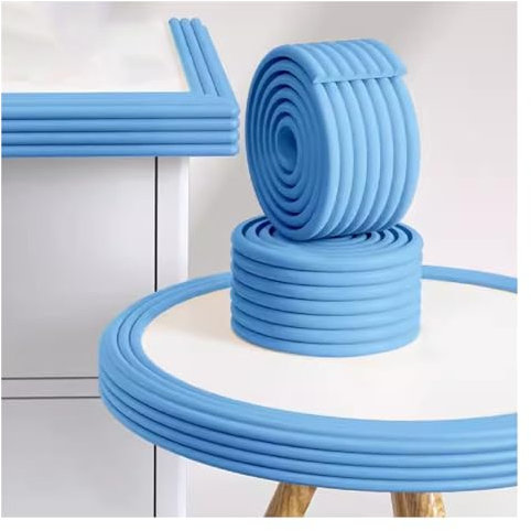 Schaumstoff-Sicherheitsstreifen, selbstklebender Kantenschutz, W-Typ Kinder-Anti-Kollisionsstreifen, Tischecken, Kissen, Stoßstange für Glastisch, Möbel, Kamin (Farbe: Blau, Größe: 2 m)