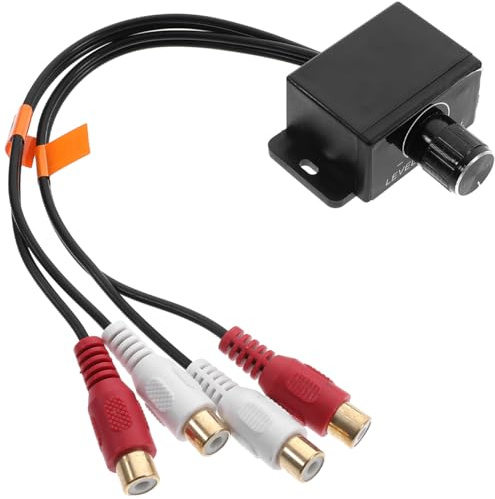 ULTECHNOVO Amplificateur Audio Voiture Universel Avec Bouton De Basse Rca 2 Entrées Et 2 Sorties Rca Contrôleur De Volume Compact Pour Auto Et Moto