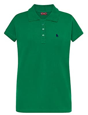 S&C Polo pour Femme à Manches Courtes – Polo personnalisé légèrement cintré – Bordure aux Manches et col côtelé – Fabriqué en Coton et en Espagne, Vert Bouteille, XS
