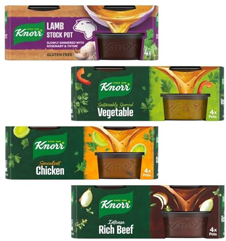 Stock Pots Bundle with 4 Stock Flavours | 1x Chicken Stock, 1 x Rich Beef, 1 x Vegetable & 1 x Lamb Stock Pot (4 x 28g each)